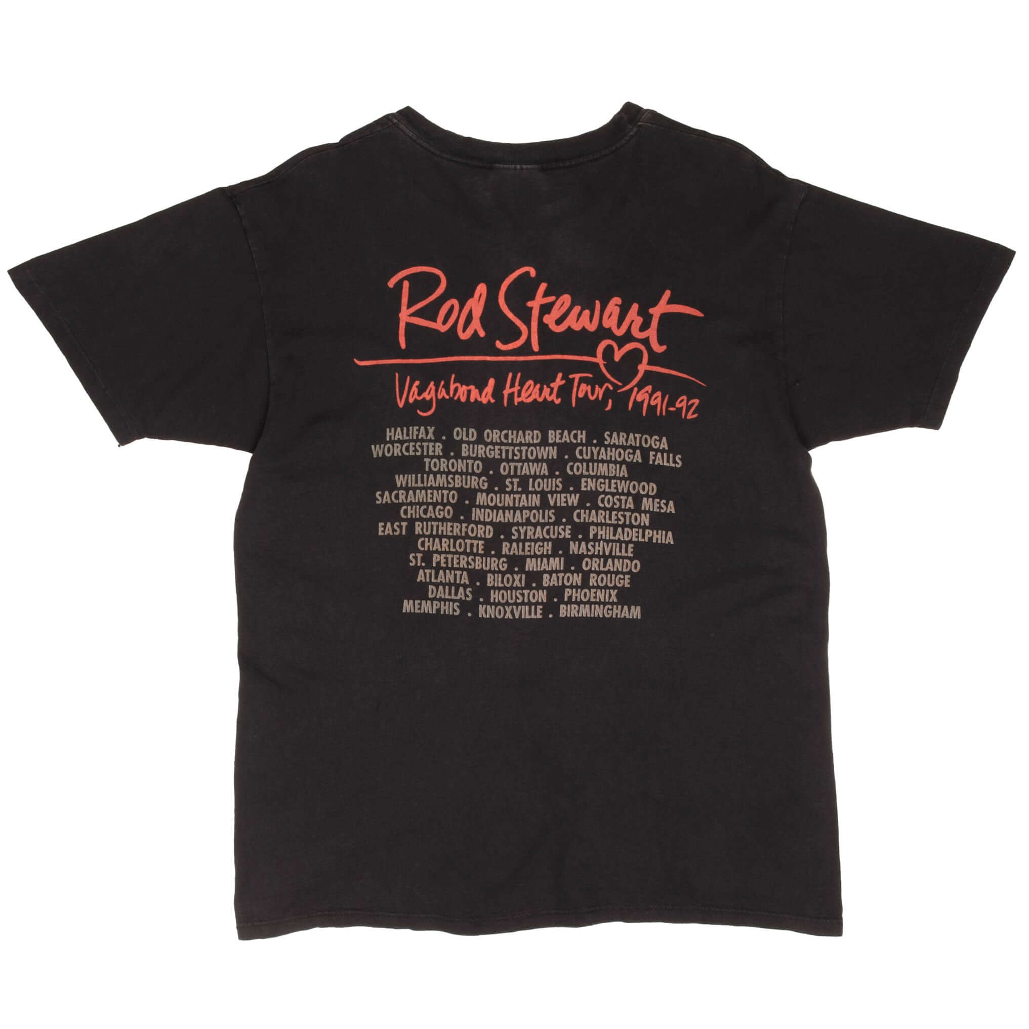 Vintage Rod Stewart Vagabond Tour 1991 Tee Shirt Size Large Made In USA With Single Stitch Sleeves