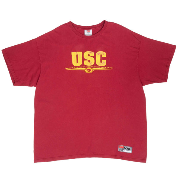 Vintage Usc Trojans Nike Swoosh Red Tee Shirt 2000S Size 2XL