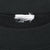 Close-up of black ribbed crewneck collar with a frayed blank white tag