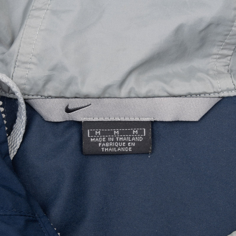 Vintage Nike Center Swoosh Blue Windbreaker Hooded Jacket 2000S Size Medium