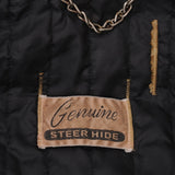 Vintage Geniune Steer Hide Black Leather Jacket Size XL    Zipper : TALON