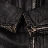 Vintage Geniune Steer Hide Black Leather Jacket Size XL    Zipper : TALON
