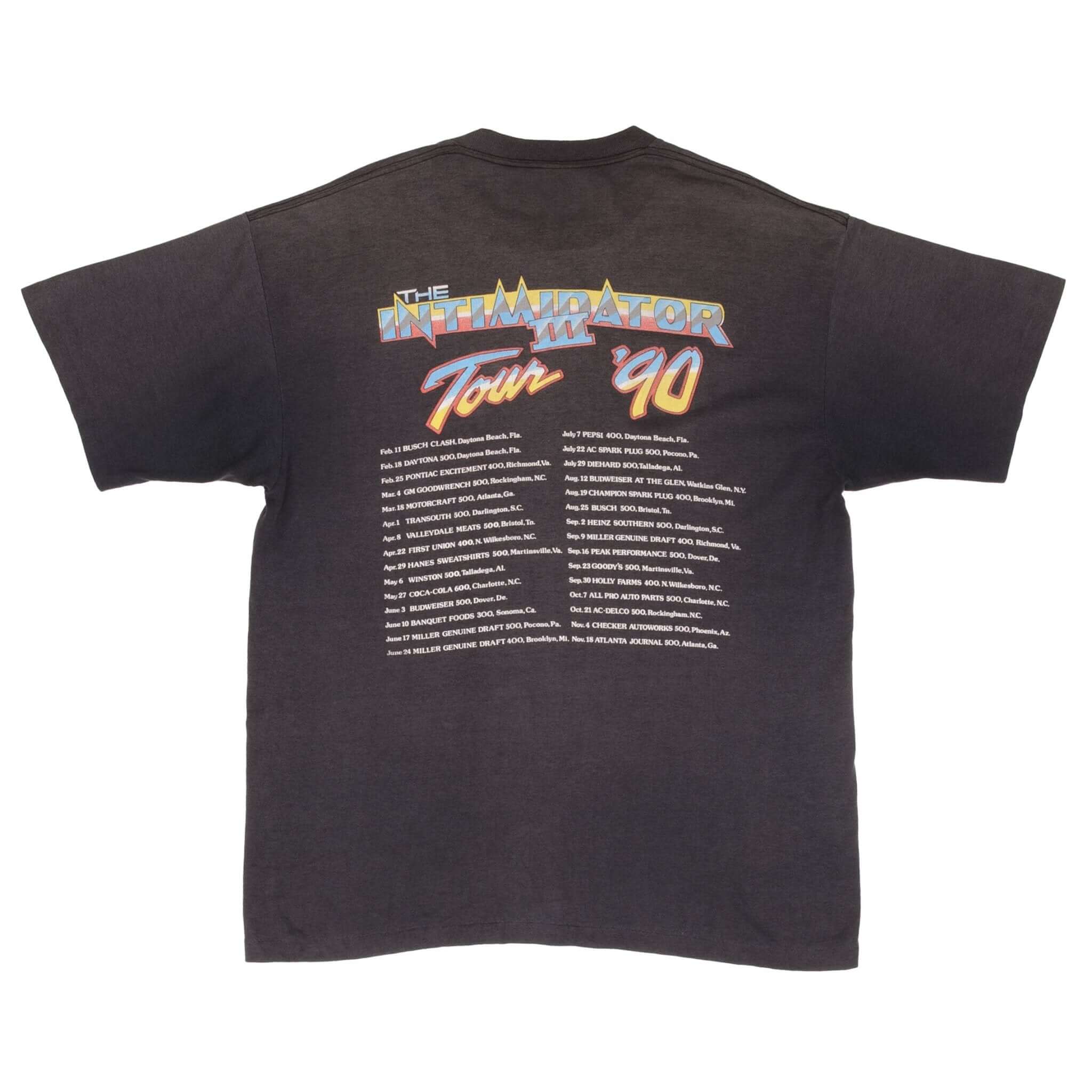 Vintage Nascar Dale Earnhardt Intimidator 3 1990 Tee Shirt Size Large Made In Usa With Single Stitch Sleeves