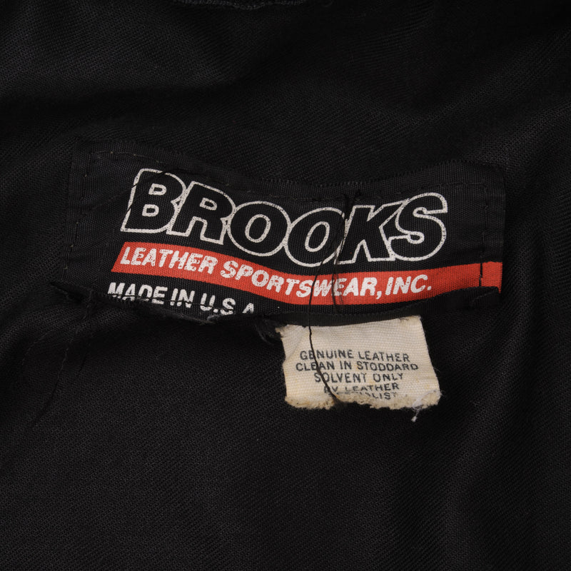 Vintage Brooks Leather Sportswear Black Leather Jacket Size 44 Made In USA.