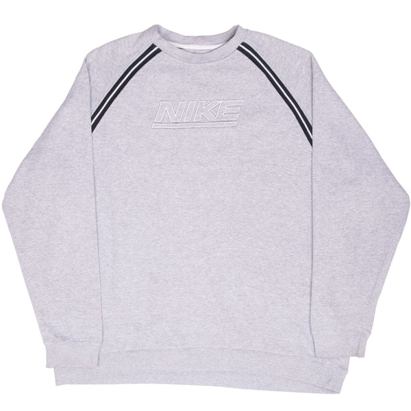Vintage Nike Spellout Grey Sweatshirt 1990S Size XL