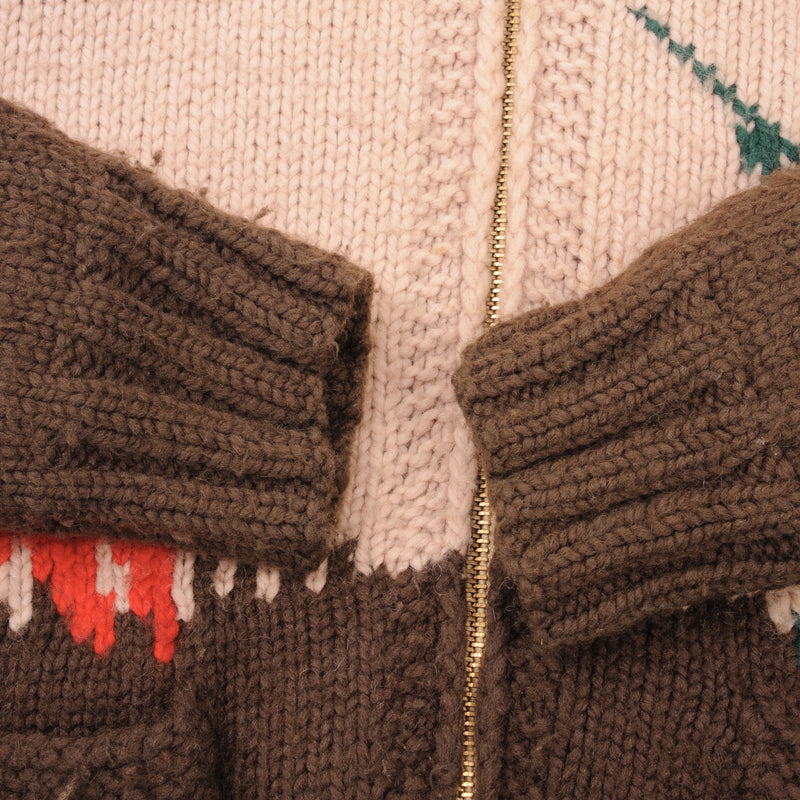 Vintage Pheasant Hunting Wool Knit Cowichan Cardigan Jacket Size Large 