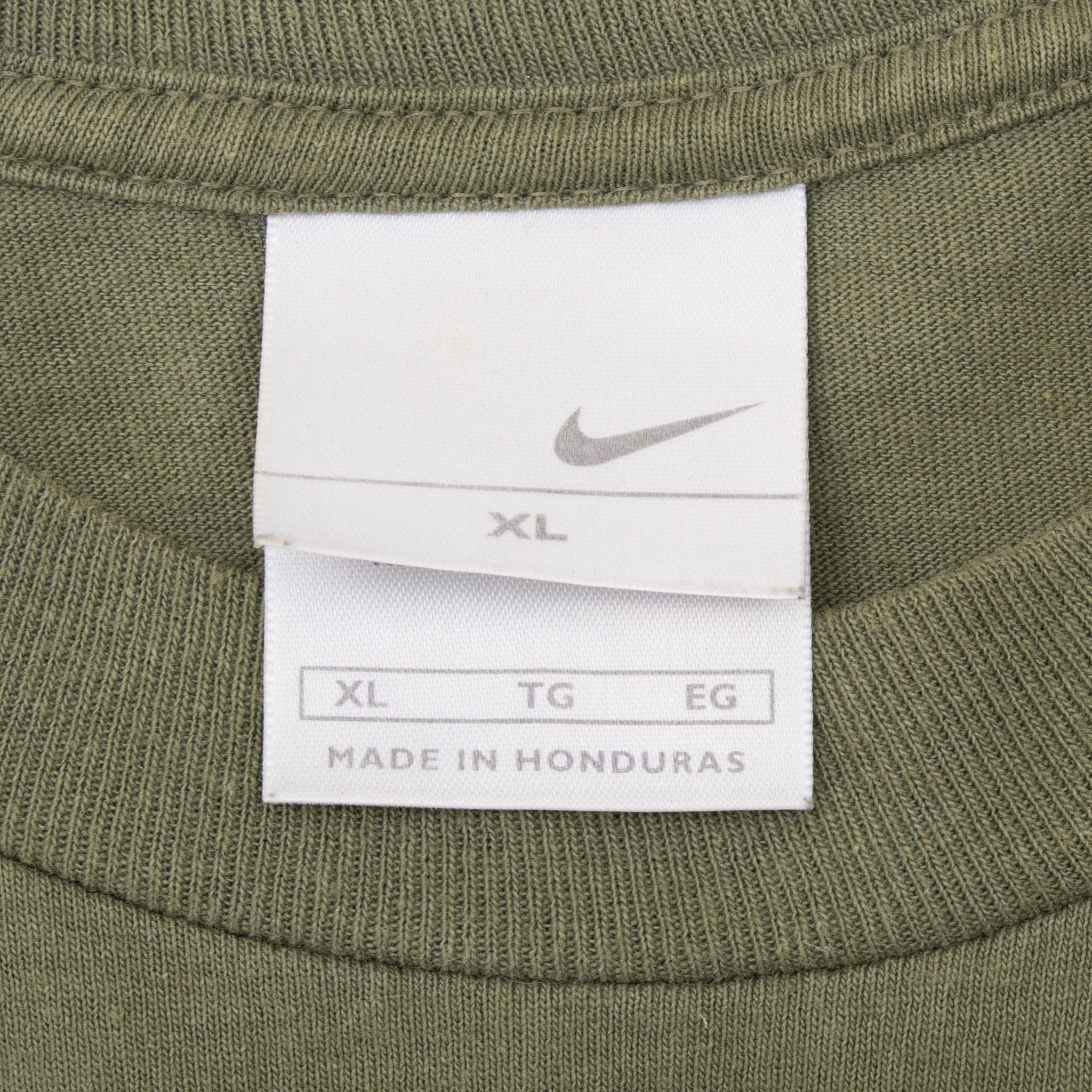Vintage Nike Classic Swoosh Olive Green Tee Shirt 2000S Size XL