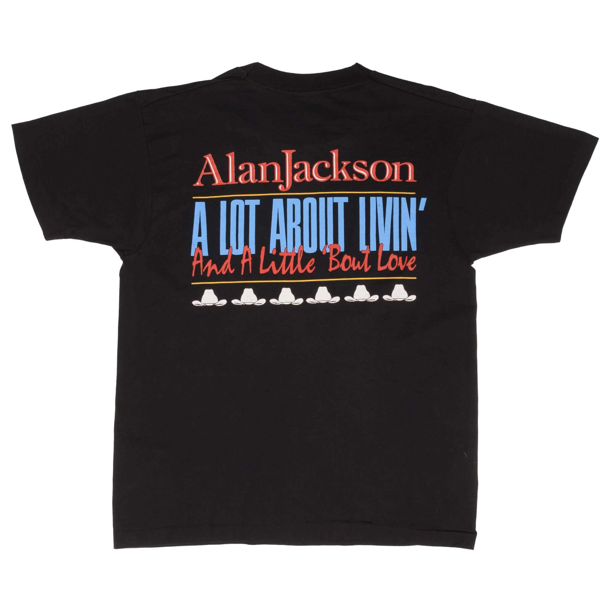 Vintage Alan Jackson A lot About Livin And A Little Bout Love Tee Shirt 1993 Medium Made In USA With Single Stitch Sleeves