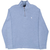 Vintage Polo Ralph Lauren Blue Quarter 1/4 Zip Sweater 1990S XL
