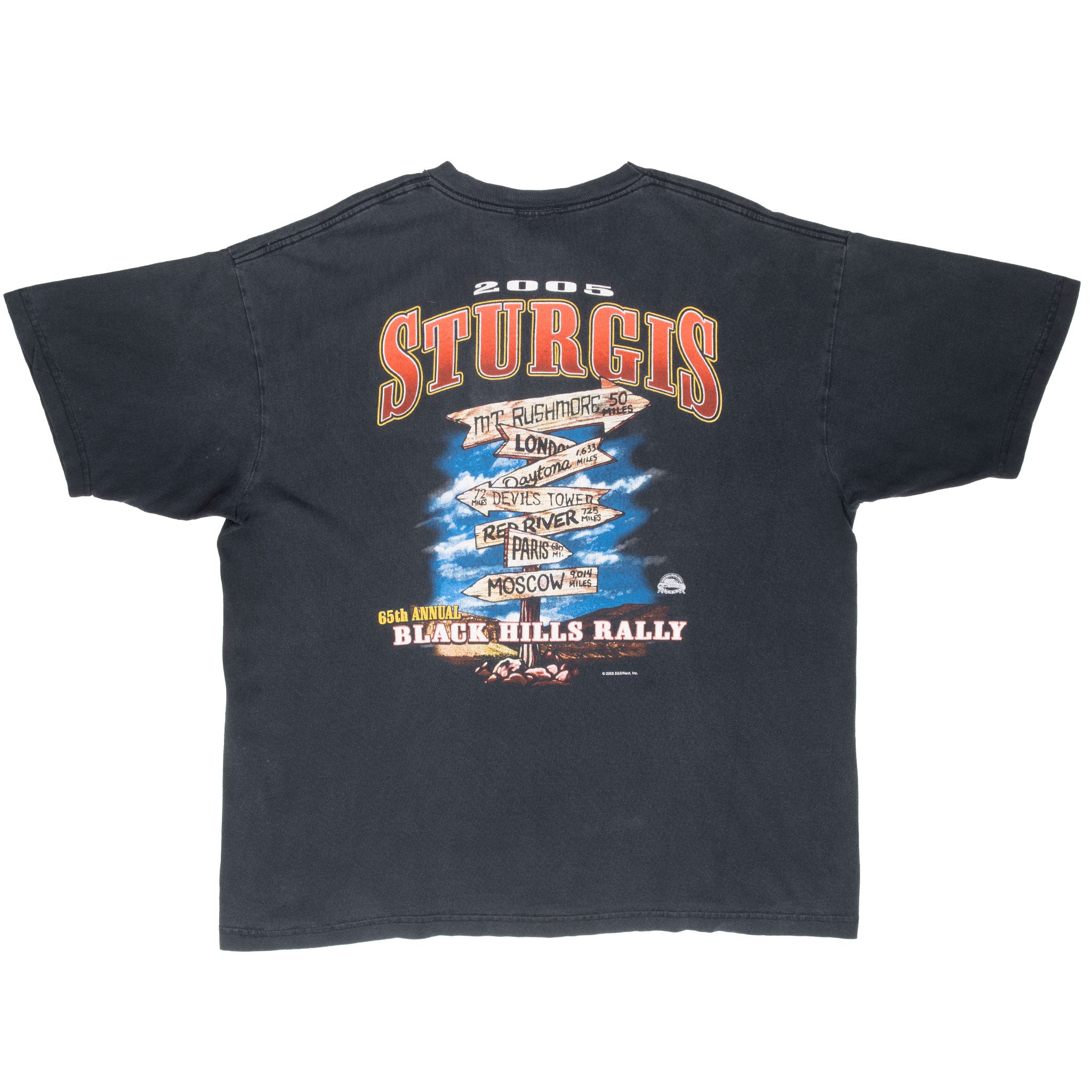 Vintage Biker Sturgis Black Hill Rally 2005 Wolf Tee Shirt Size 2XL