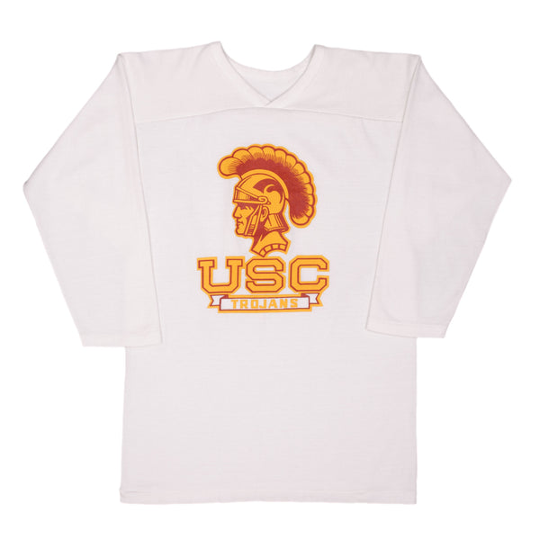 Vintage Usc Trojans Russell 3/4 Sleeves Tee Shirt 1970S Size Medium Made In USA With Single Stitch Sleeves
