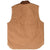 Back of brown Carhartt V01 canvas vest with rib-knit collar and rounded drop-tail hem