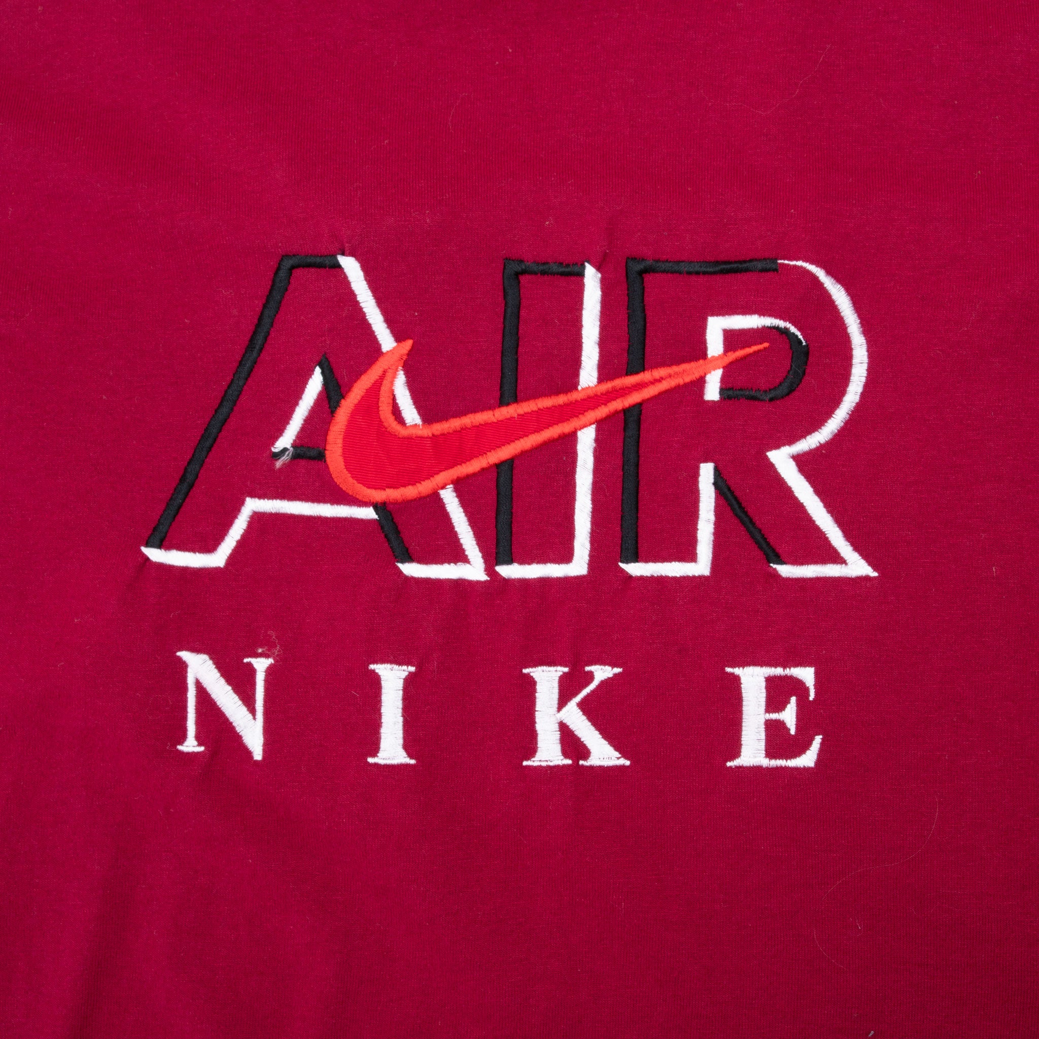 Vintage Nike Air Spellout Burgundy Tee Shirt Late 1980S Size 2XL Made In Usa With Single Stitch Sleeves