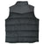 Back of black Patagonia Slingshot down vest with gray shoulder yoke and horizontal quilting