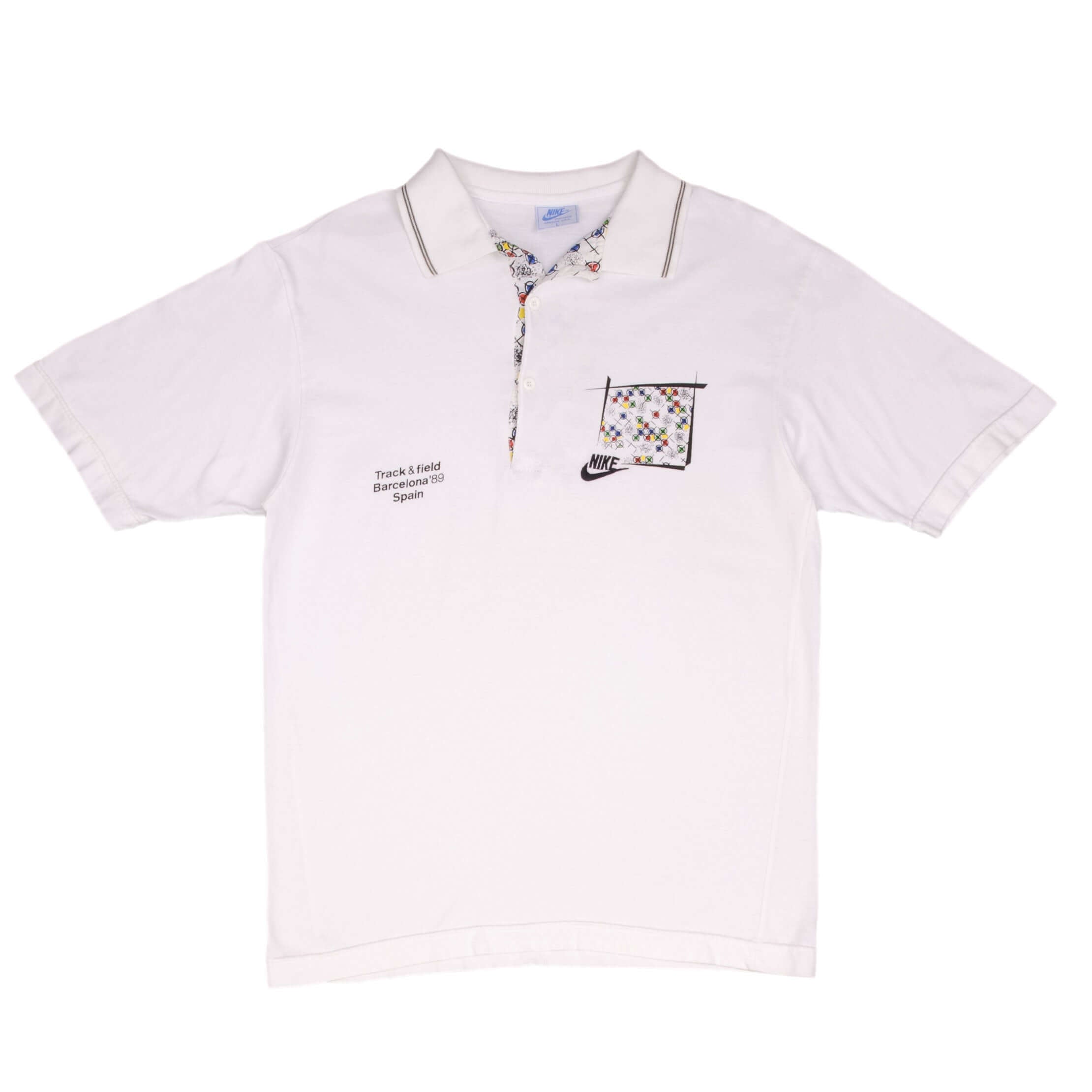 Vintage Nike Barcelona Track And Field 1989 Polo Shirt Size Medium