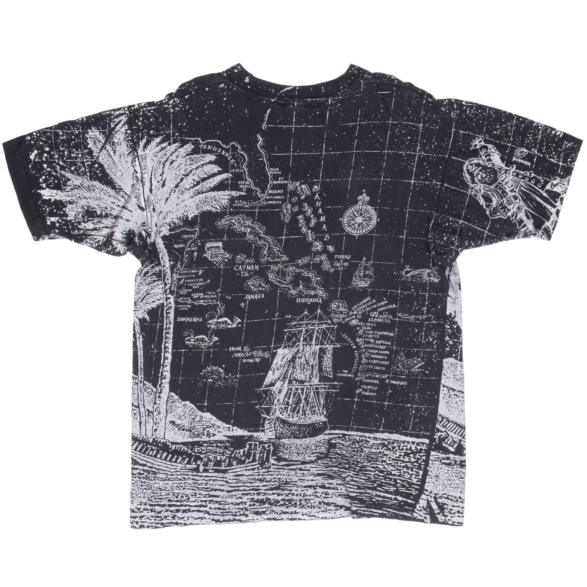 Vintage Cayman Islands All Over Print Tee Shirt 1990S Large Made In Usa With Single Stitch Sleeves