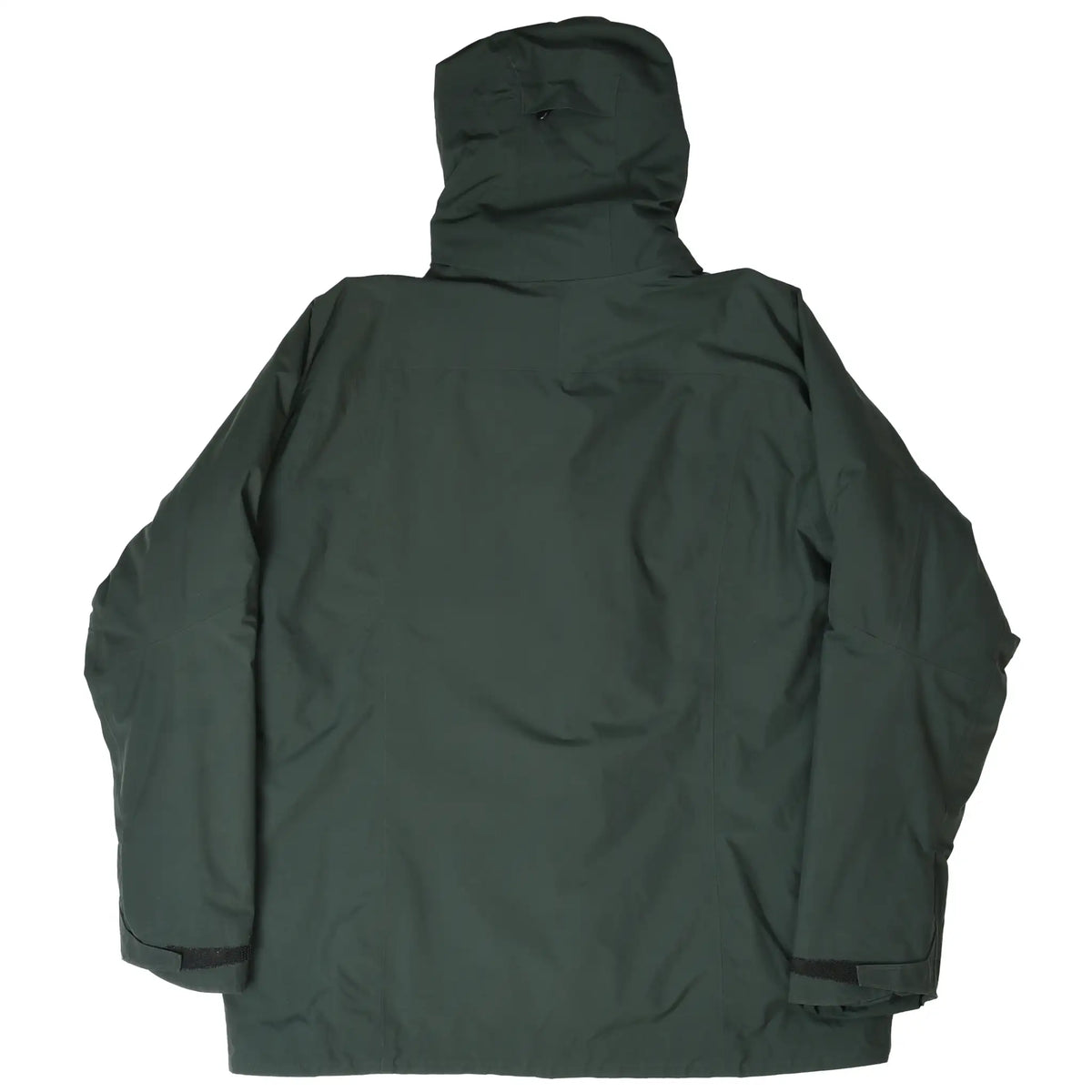 Back of green Patagonia Windsweep hooded shell jacket