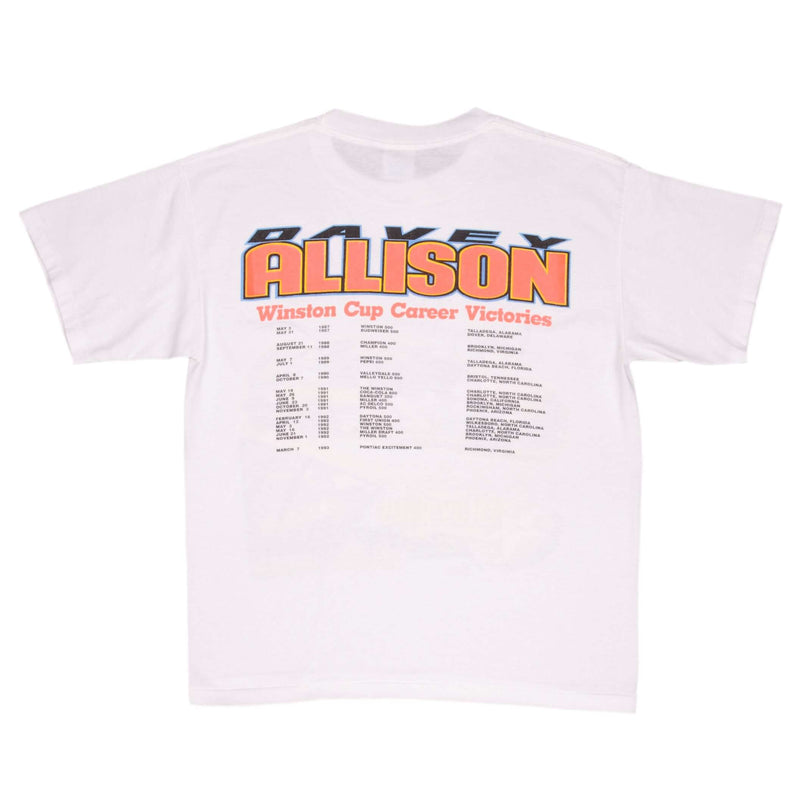 Vintage Nascar Davey Allison 1993 Memorial Tee Shirt Size Large Made In Usa With Single Stitch Sleeves