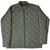 Front of green Patagonia quilted zip liner jacket with stand collar and hand pockets