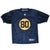 Full front of navy Reebok NFL jersey with yellow circle and number 80 graphic