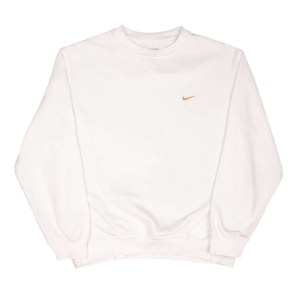 Vintage White Nike Classic Small Swoosh Sweatshirt 2000S Size Medium