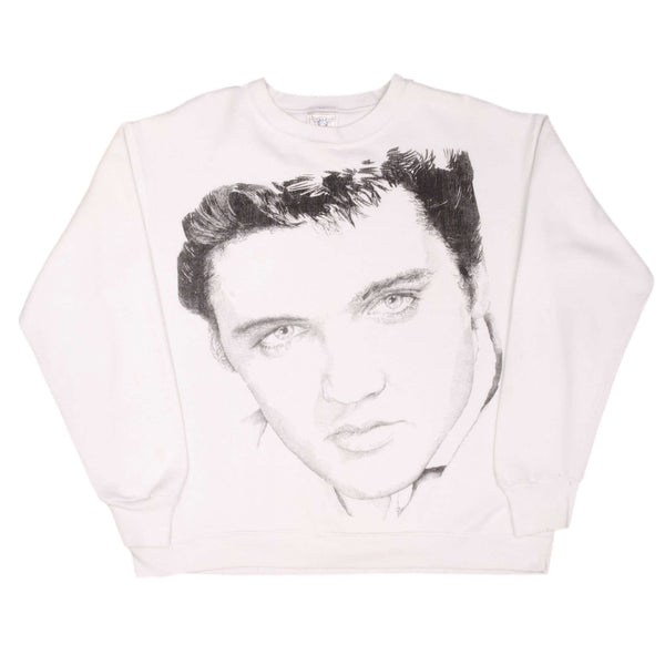 Vintage Elvis Presley 1990S White Sweatshirt Size Large Made In Usa