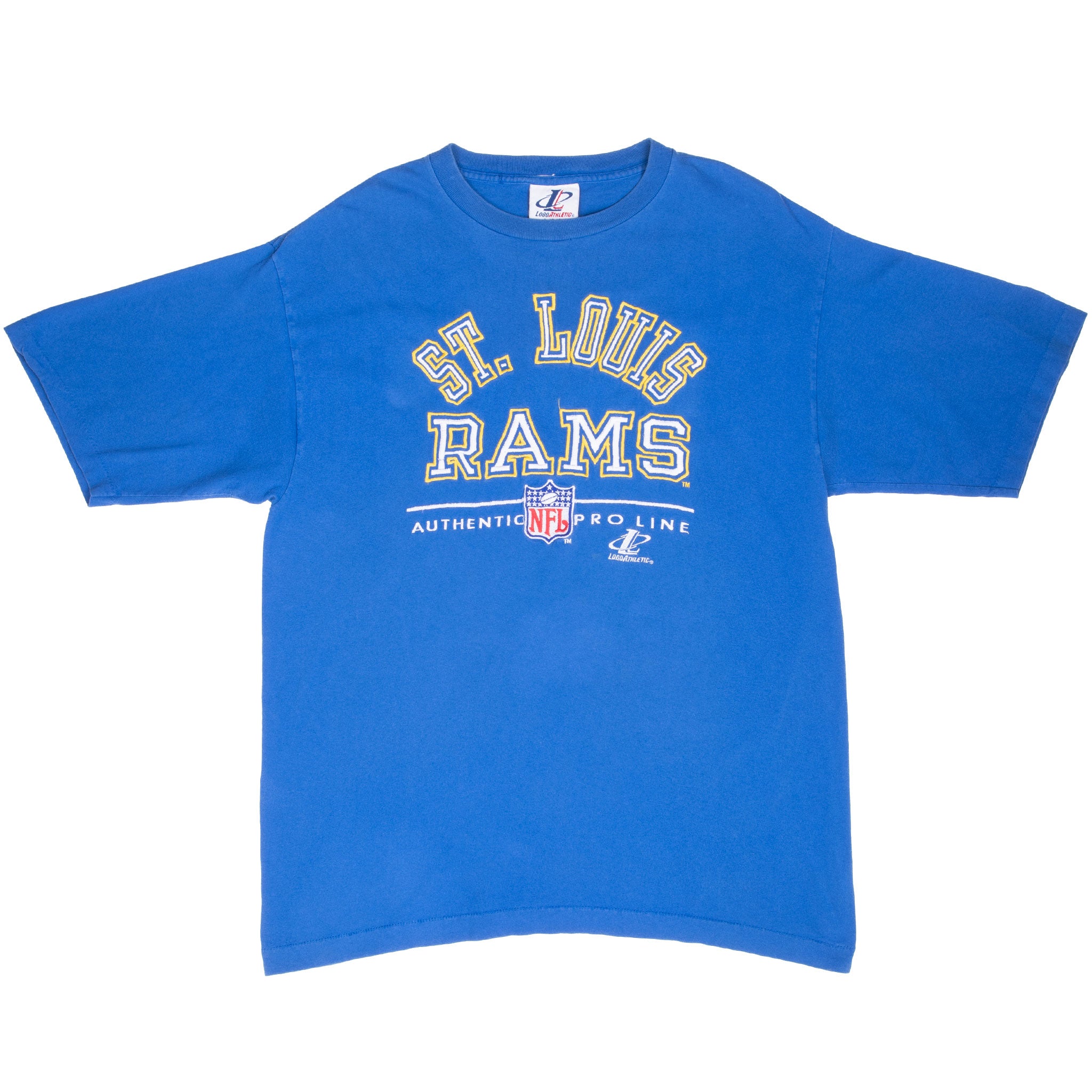 Vintage Nfl Saint Louis Rams Embroidered 1990S Tee Shirt Large Made In Usa With Single Stitch Sleeves
