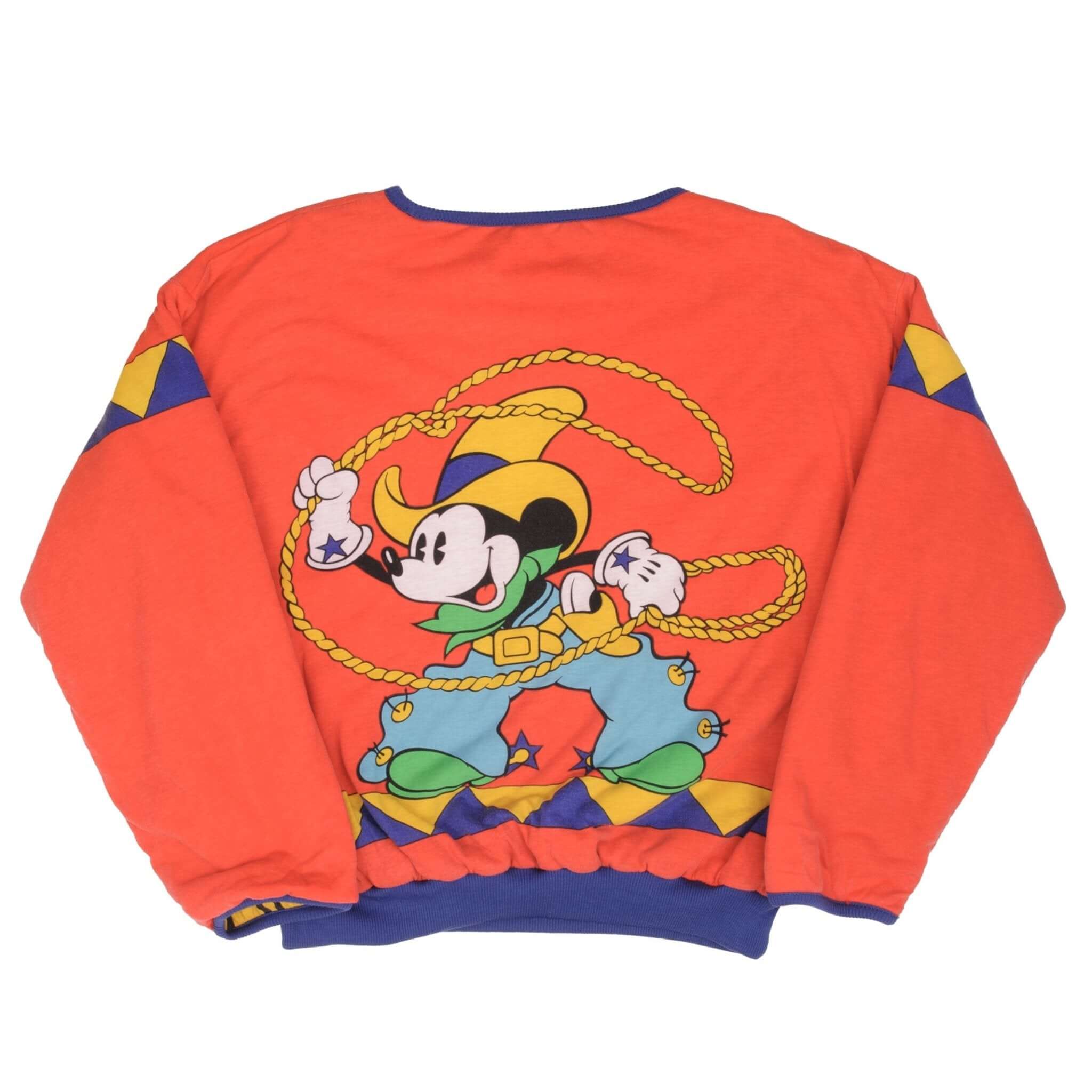 Vintage Disney All Over Print Mickey Cowboy Reversible Sweatshirt Size Large