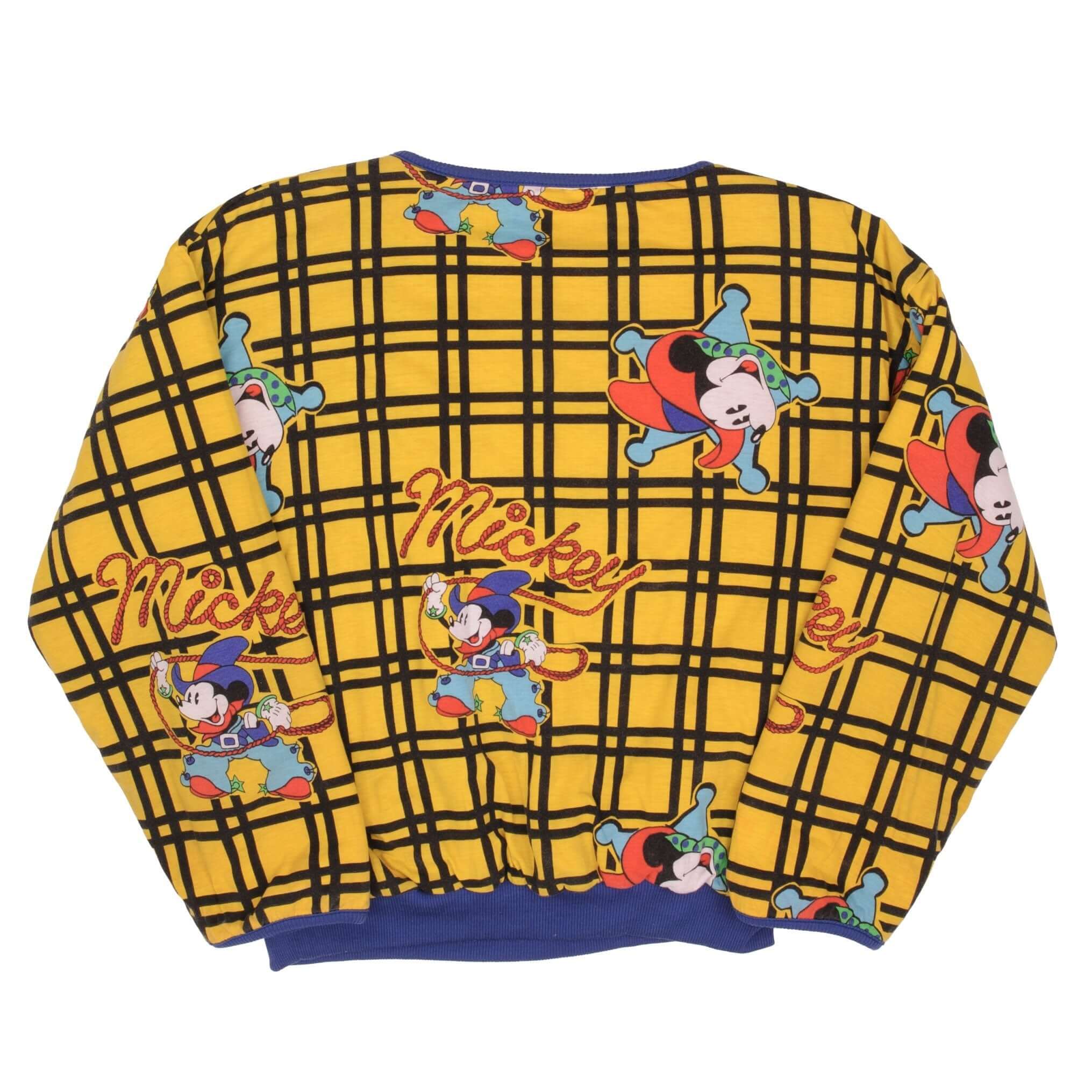 Vintage Disney All Over Print Mickey Cowboy Reversible Sweatshirt Size Large