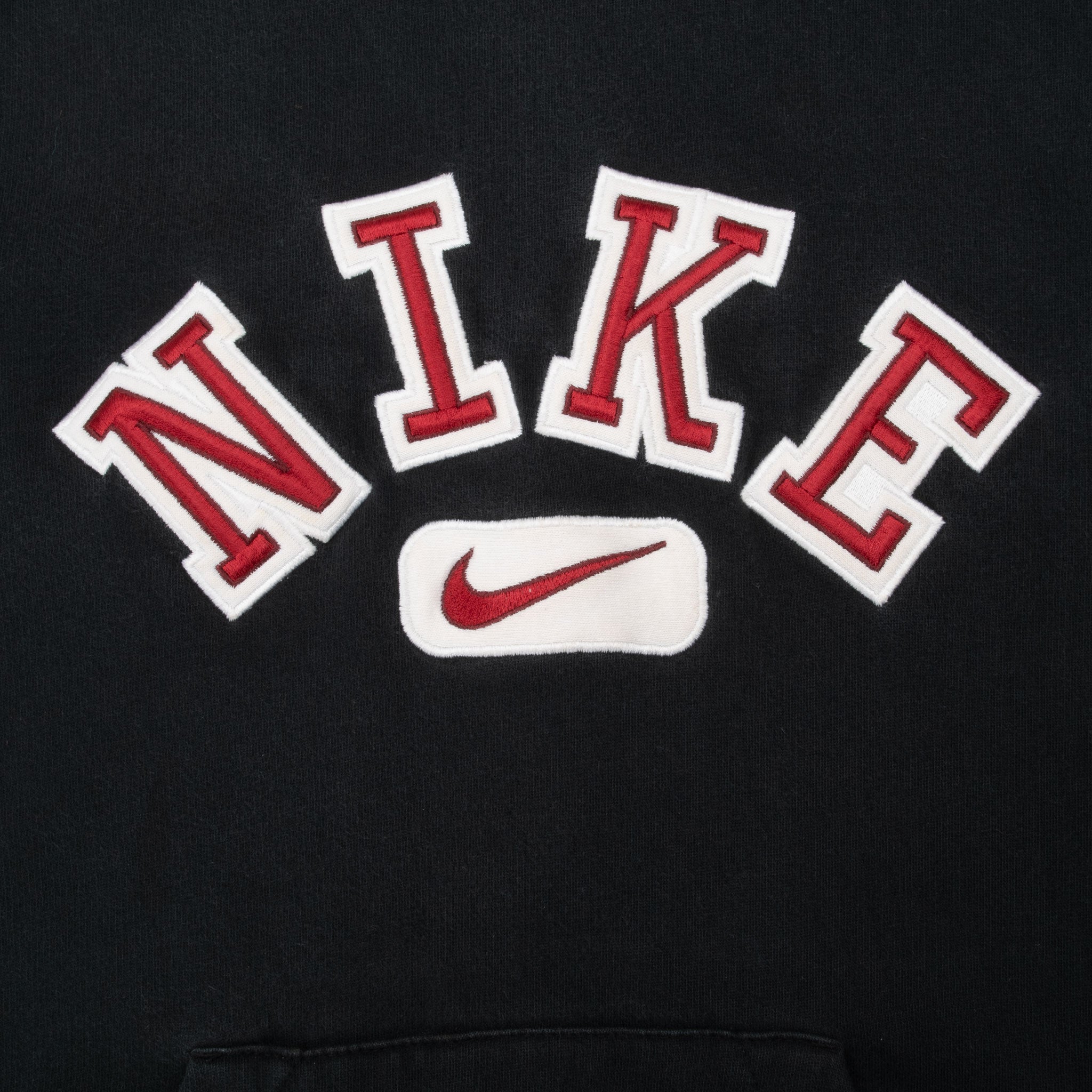 Vintage Nike Spellout Swoosh Black Hoodie Sweatshirt 2000S Size Medium