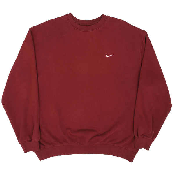 Vintage Red Burgundy Nike Classic Swoosh Sweatshirt 2000S Size 2XL