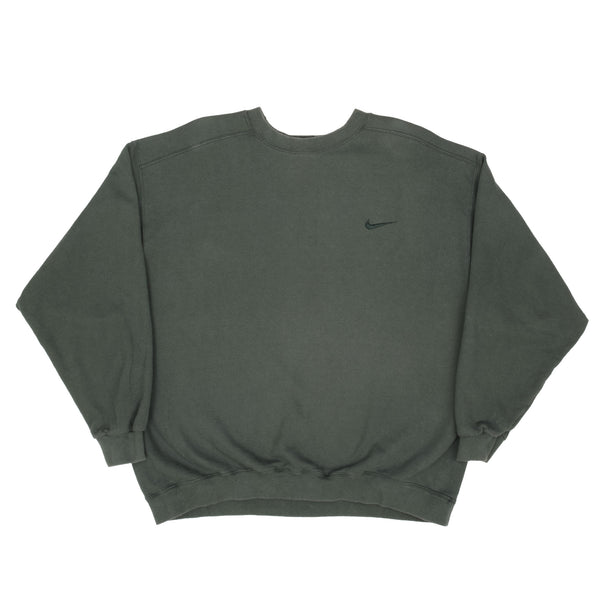 Vintage Pine Green Nike Swoosh Sweatshirt 1990S Size XL Made In USA