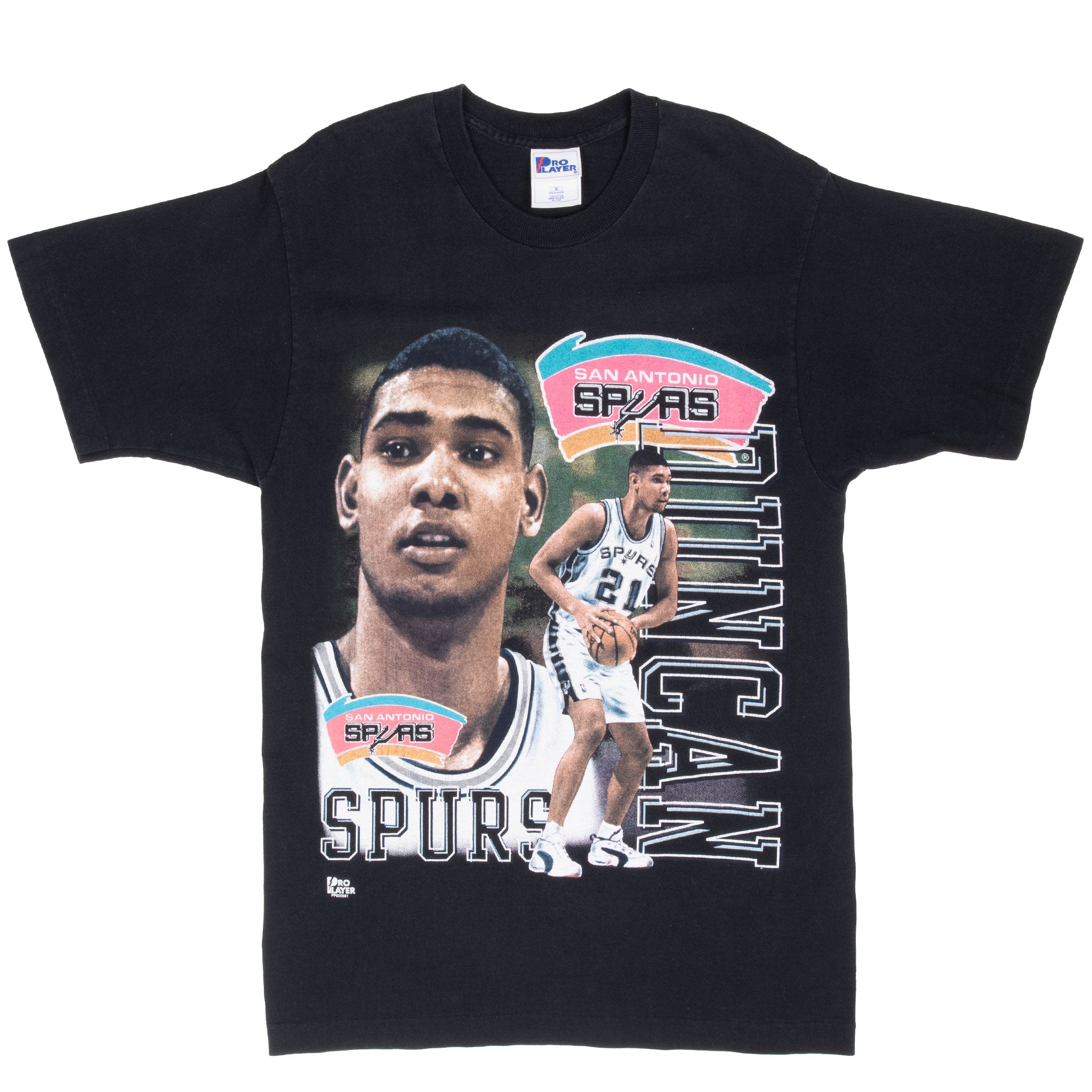 Vintage Nba San Antonio Spurs Tim Duncan 1990S Tee Shirt Size Medium Made In Usa With Single Stitch Sleeves