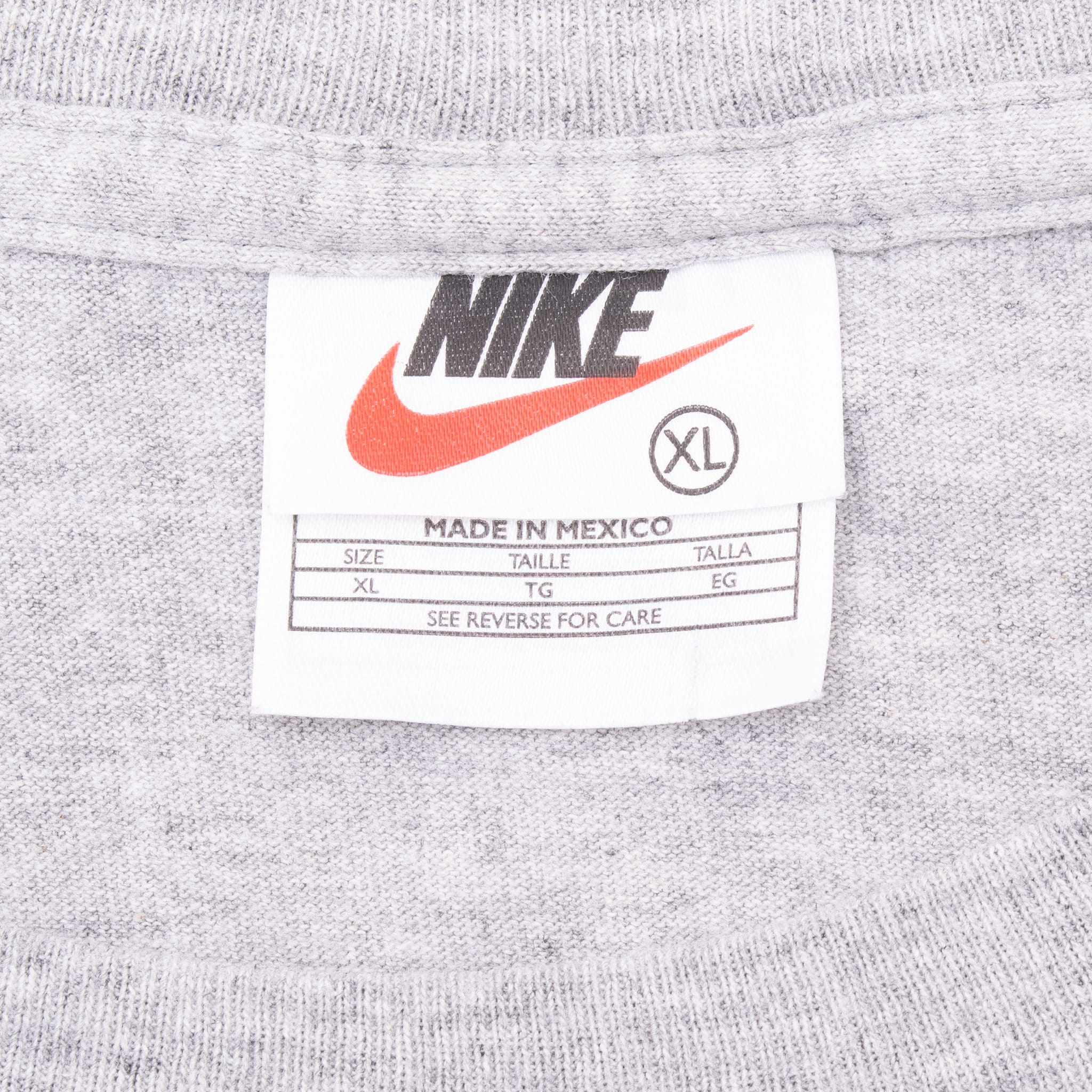 Vintage Nike Classic Swoosh Grey Tee Shirt 1990S Size Xl Made In Usa