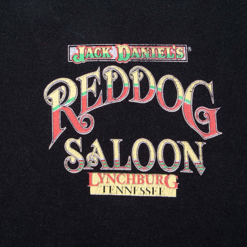 Vintage Jack Daniels Reddog Saloon Lynchburg Tennessee Black Tee Shirt 1990 Size Large Made In Usa