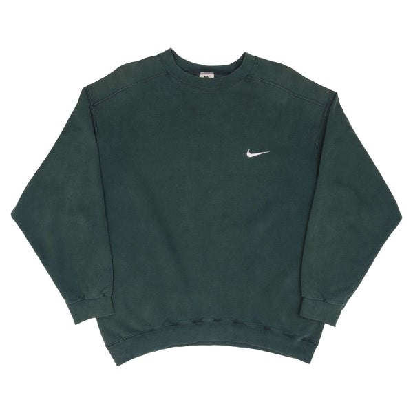 Vintage Pine Green Nike Swoosh Sweatshirt 1990S Size Large Made In USA