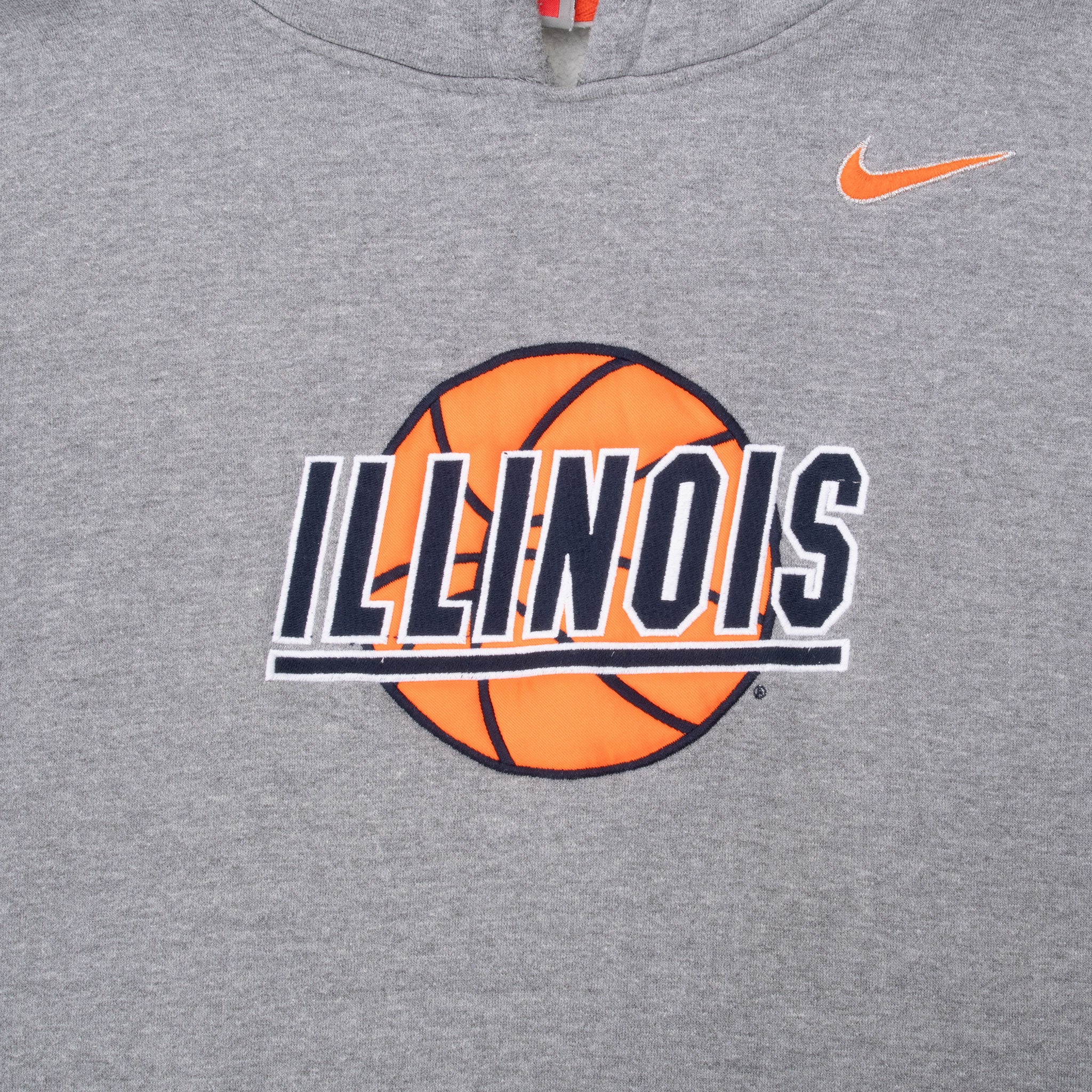 Vintage Nike Ncaa Illinois Basketball Grey Hoodie Sweatshirt 2000S Size XL