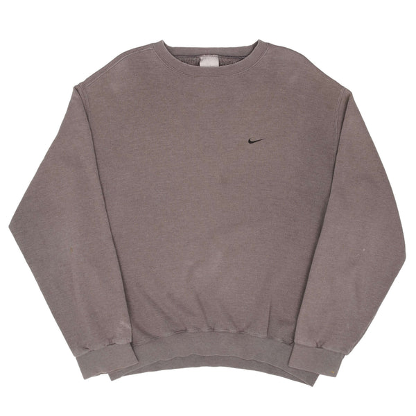 Vintage Nike Classic Swoosh Gray Crewneck Sweatshirt 2000S Size Large