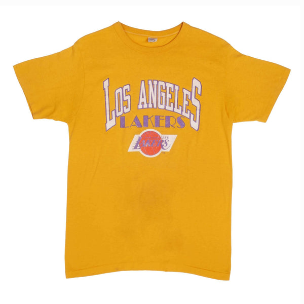 Vintage NBA Los Angeles Lakers Champion Tee Shirt 1980s Size Medium Made In USA With Single Stitch Sleeves.