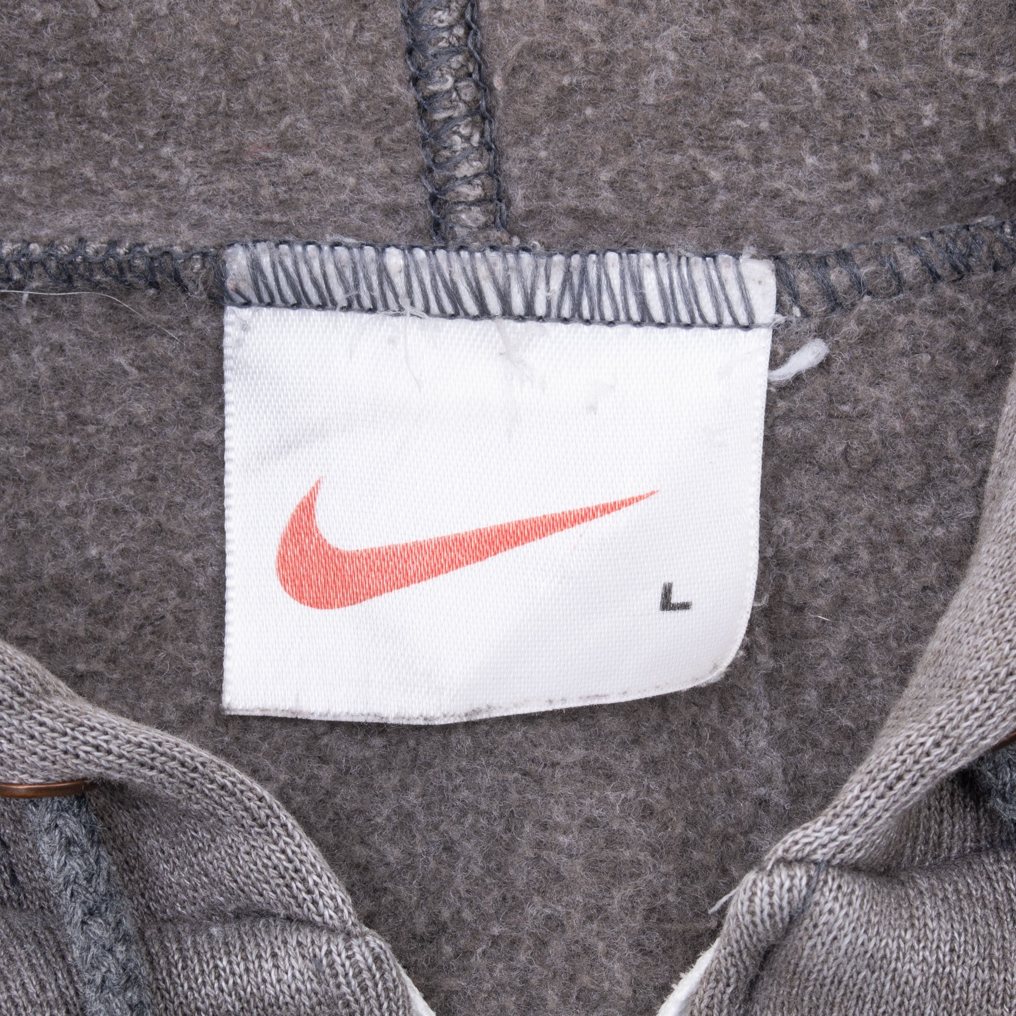 Vintage Nike Grey Full Zip Hoodie Sweatshirt 1990S Size Large