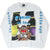 Full front view of white Space Jam Taz long-sleeve tee with blue sleeve lettering