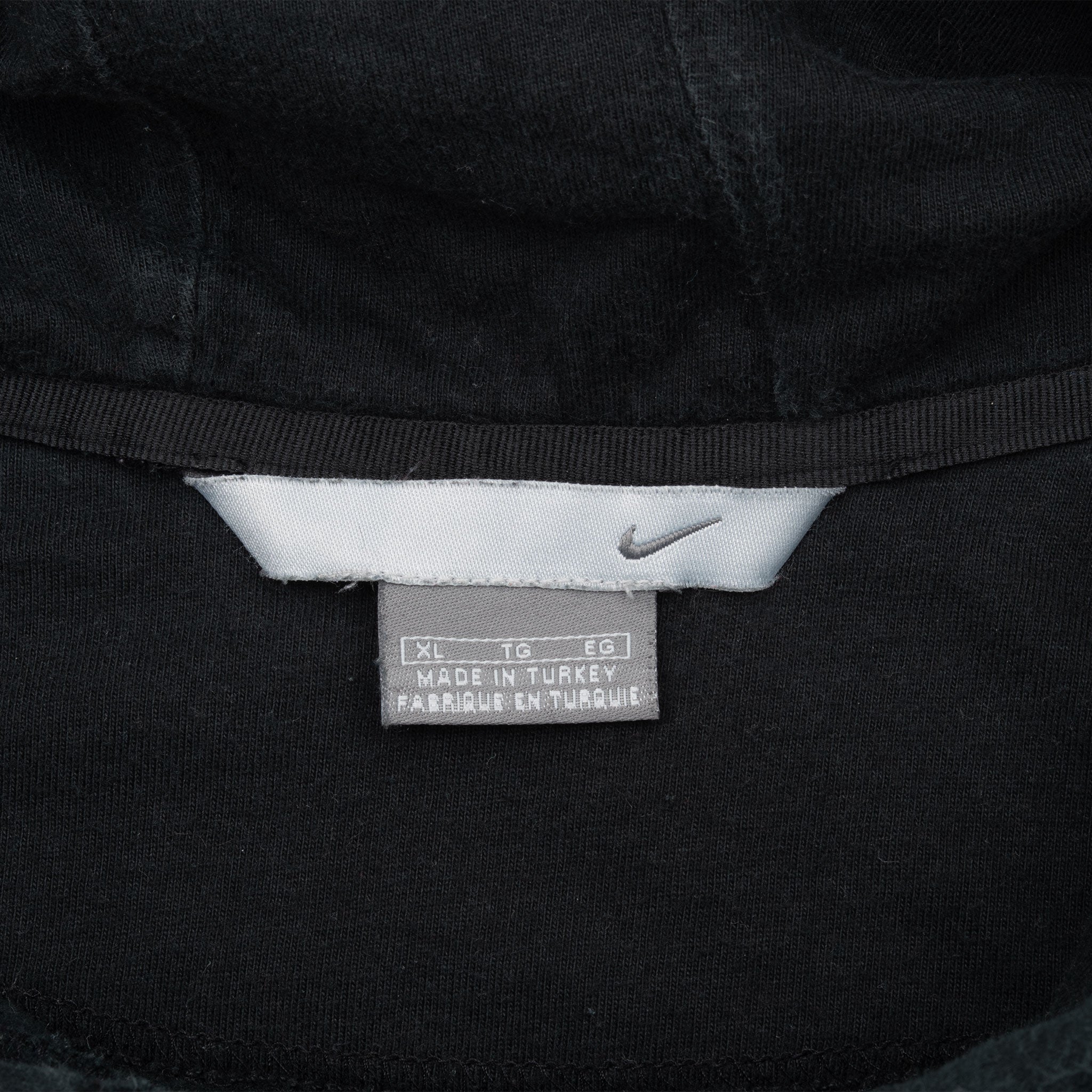 Vintage Nike Spellout Swoosh Black Hoodie Sweatshirt 2000S Size XL