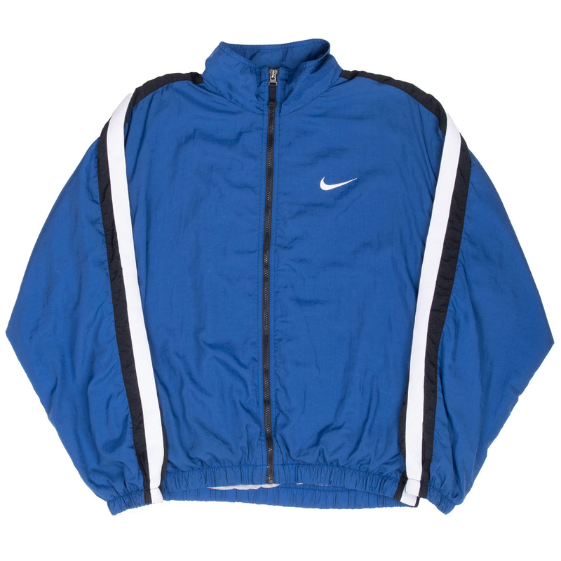 Vintage Nike Big Swoosh Blue Windbreaker Jacket 1990S Size Large