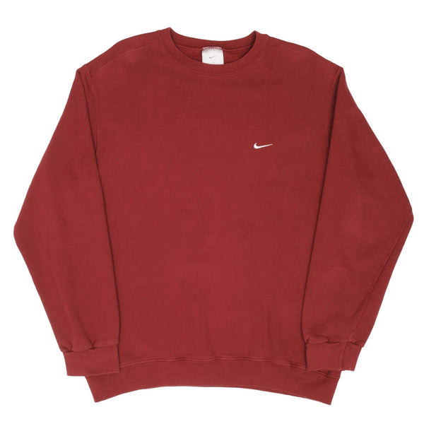 SUDADERA NIKE CLASSIC SWOOSH VINTAGE ROJA BORGOÑA AÑOS 2000 TALLA GRANDE