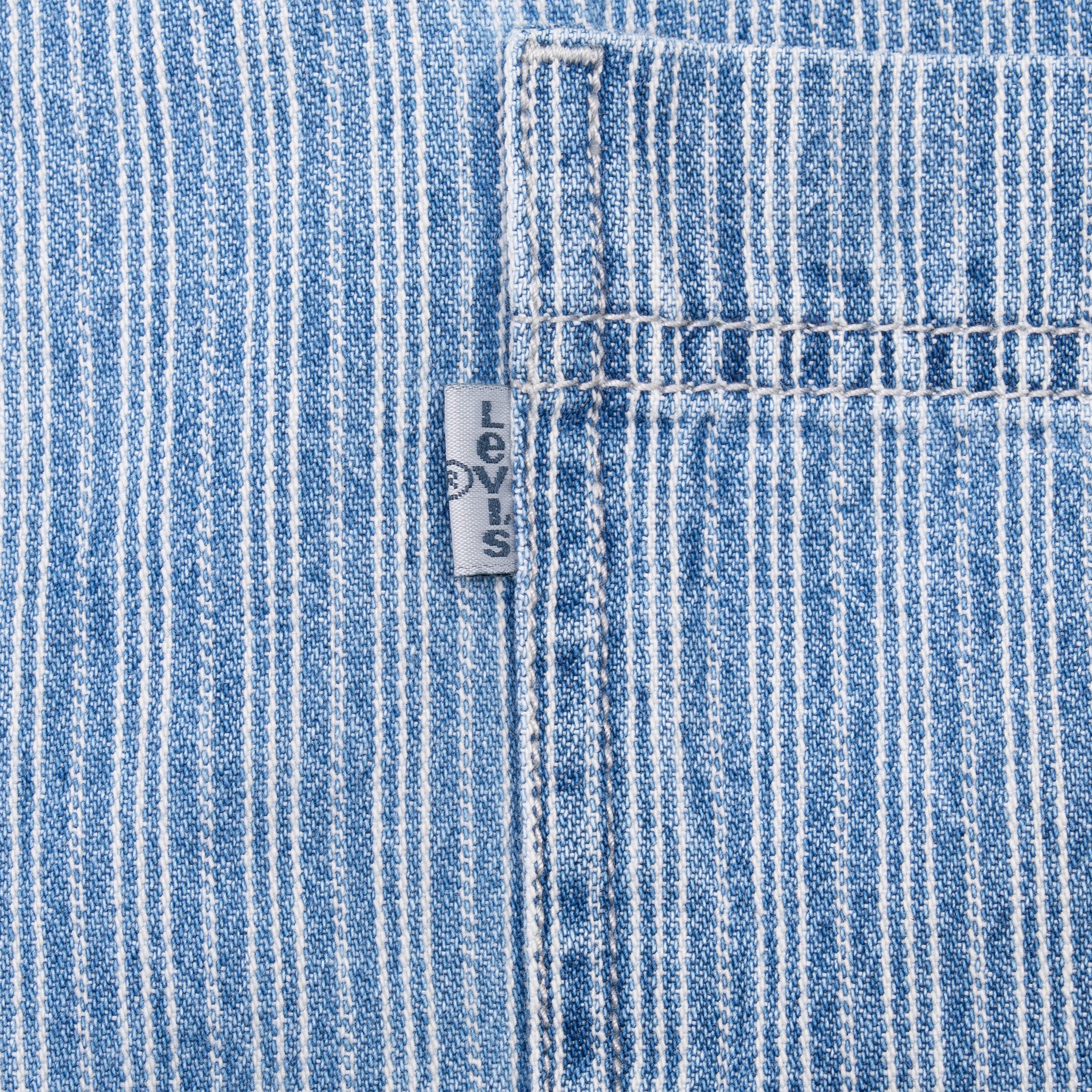 Vintage Levis Blue Stripe Grey Tab Pocket Shirt 1990S Size Large