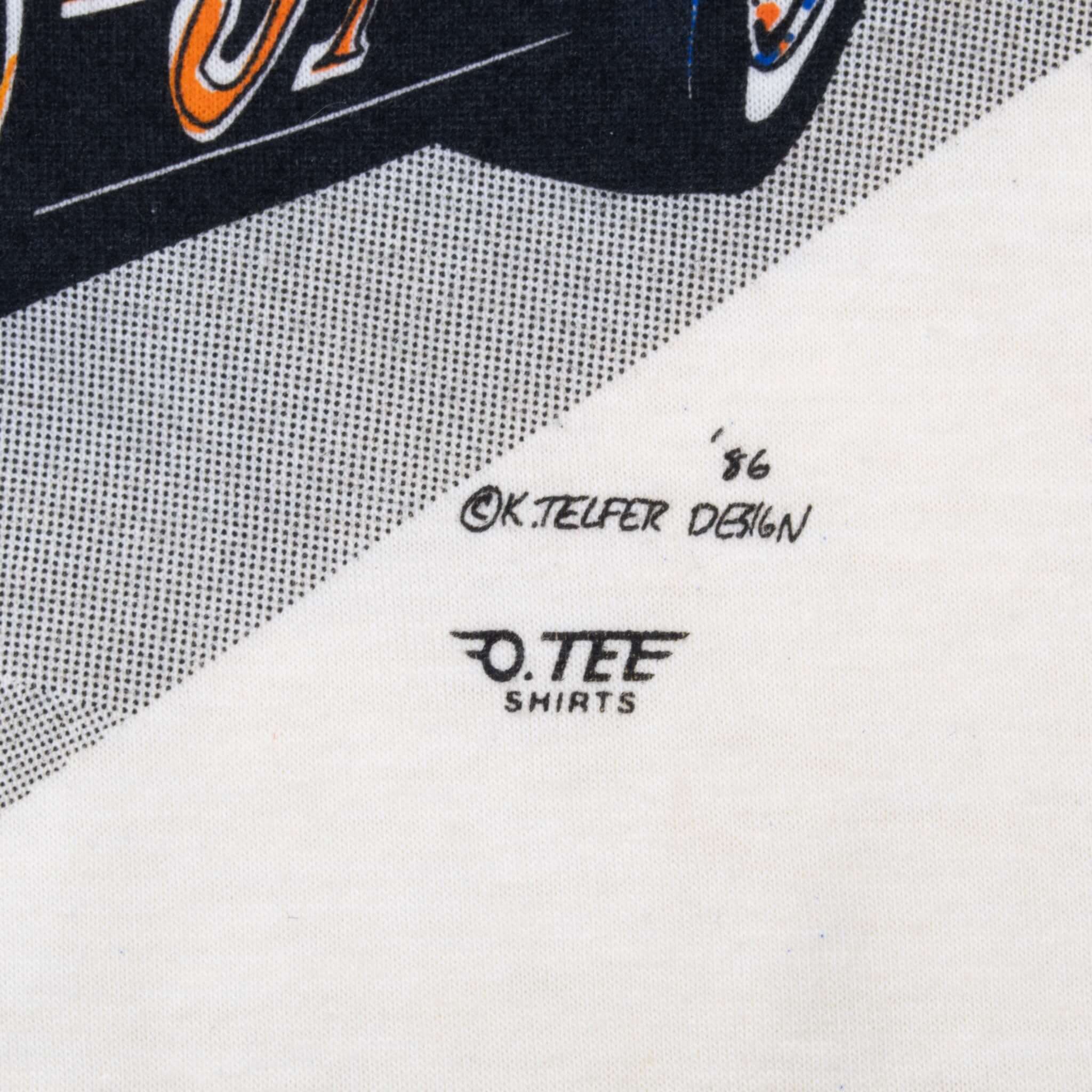 Vintage Gabby Garrison Stock Car Racing 1986 Ivory Tee Shirt Size Large Made In USA With Single Stitch Sleeves