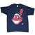 Full front of navy Cleveland Indians T-shirt with large Chief Wahoo graphic