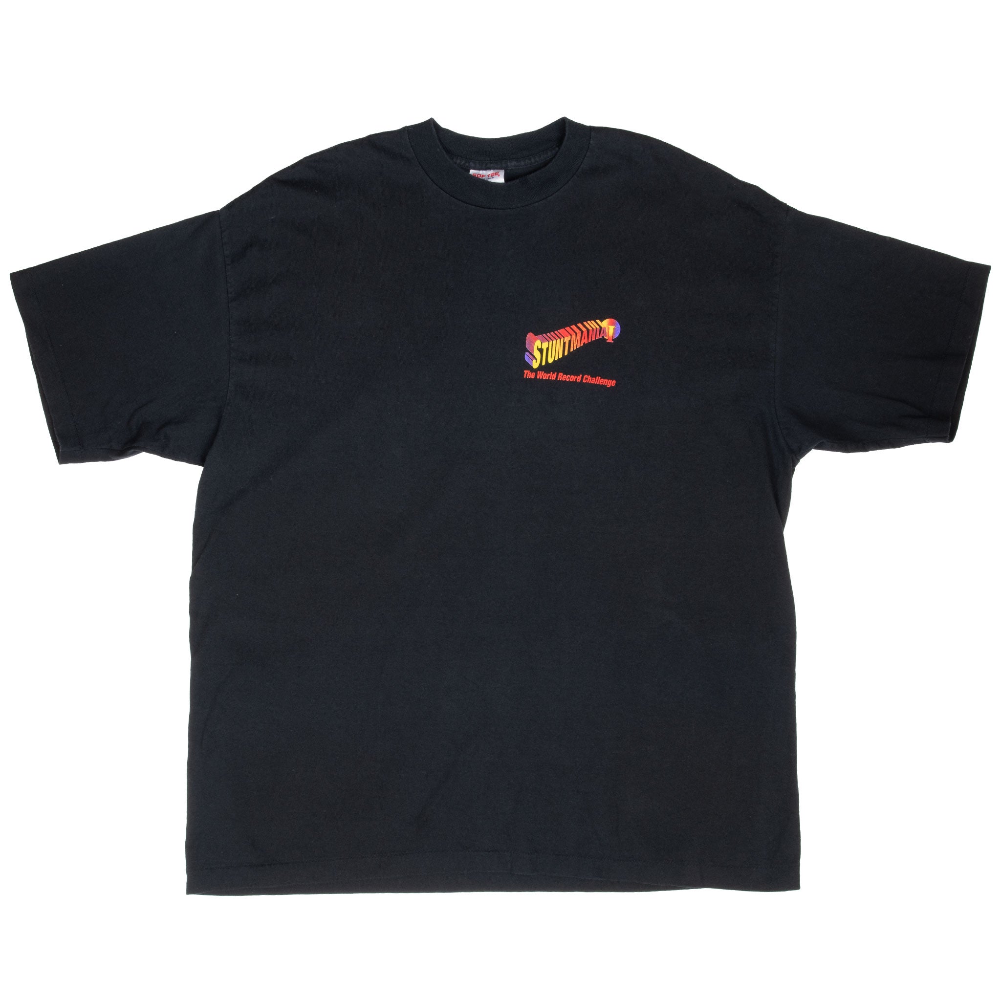 Vintage Stuntmania 1 World Record Challenge 1996 Tee Shirt Size 2XL Made In Usa With Single Stitch Sleeves