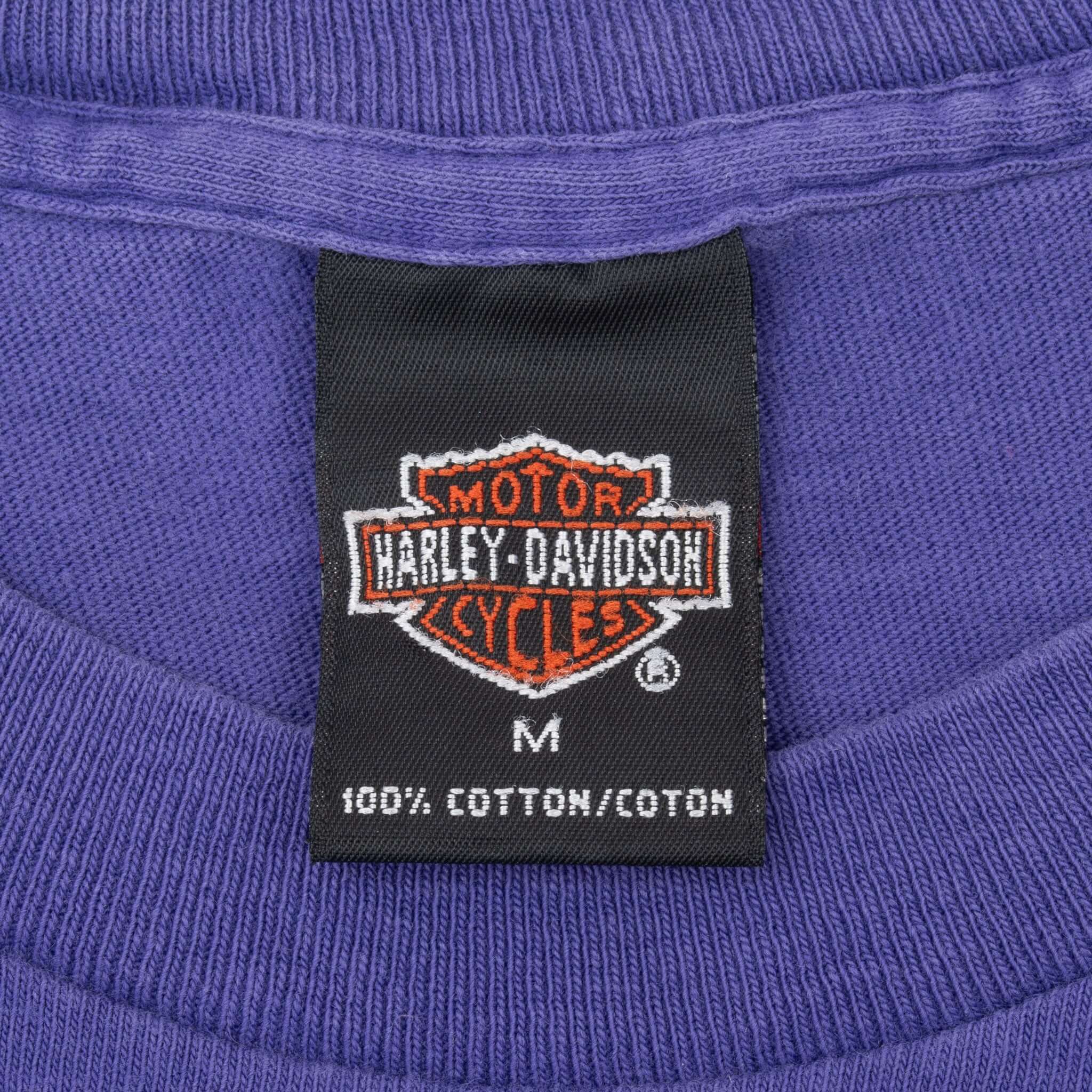 Vintage Harley Davidson Florida Ft Lauderdale Purple Pocket Tee Shirt 1997 Size Medium Made In Usa