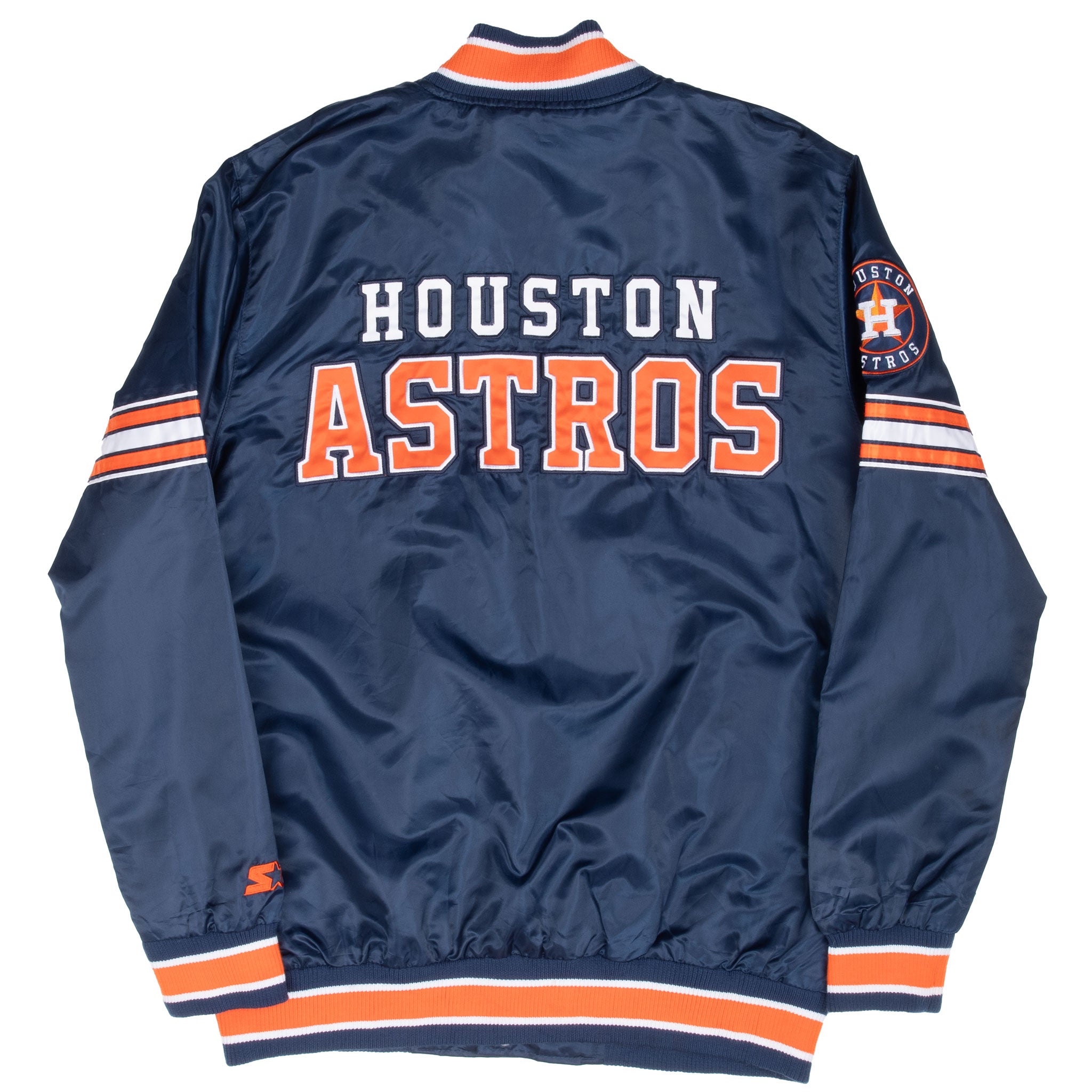 Vintage Mlb Houston Astros Starter Satin Bomber Jacket 1990S Size Large